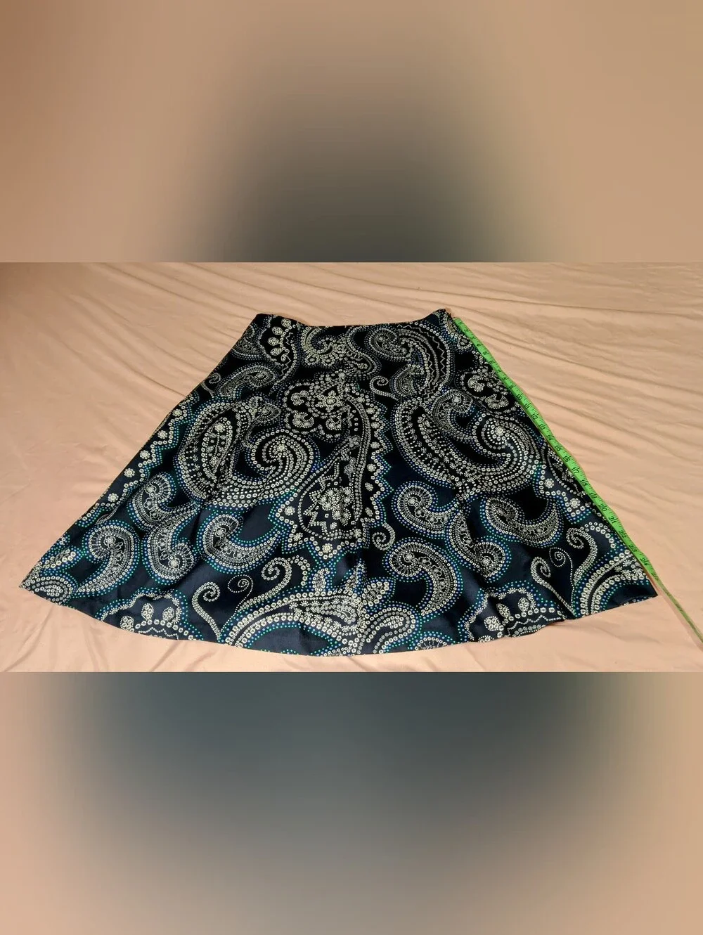 Navy Paisley Fit And Flare Knee Length Talbot Skirt Size 10 New